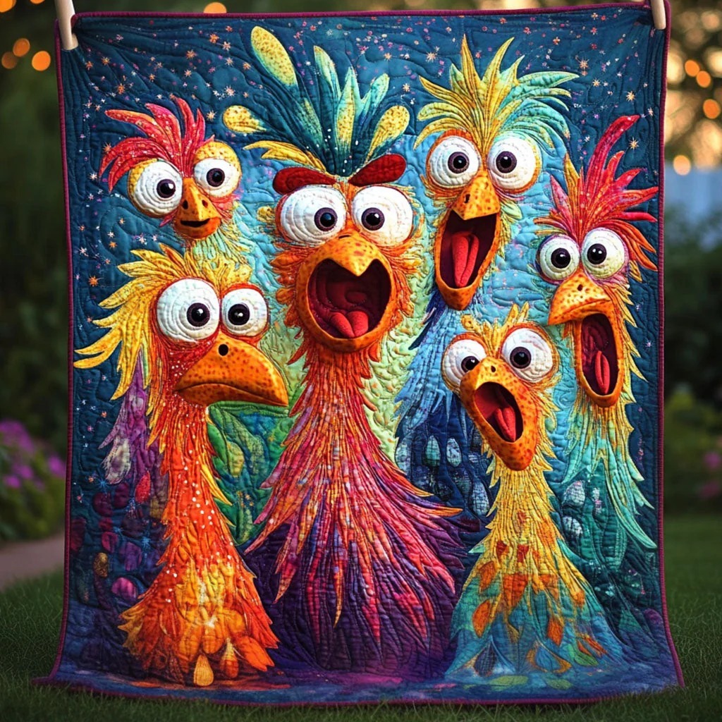 Cluck Crew Quilted Blanket