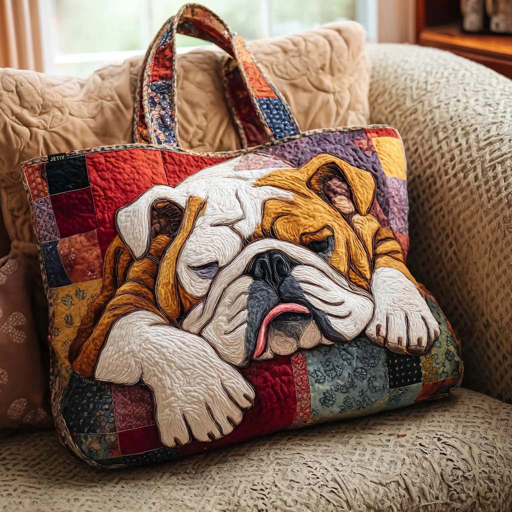 Sweet Bulldog Dreams Quilted Tote Bag NCU0PTT1833