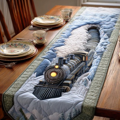 Holiday Train Quilted Table Runner 