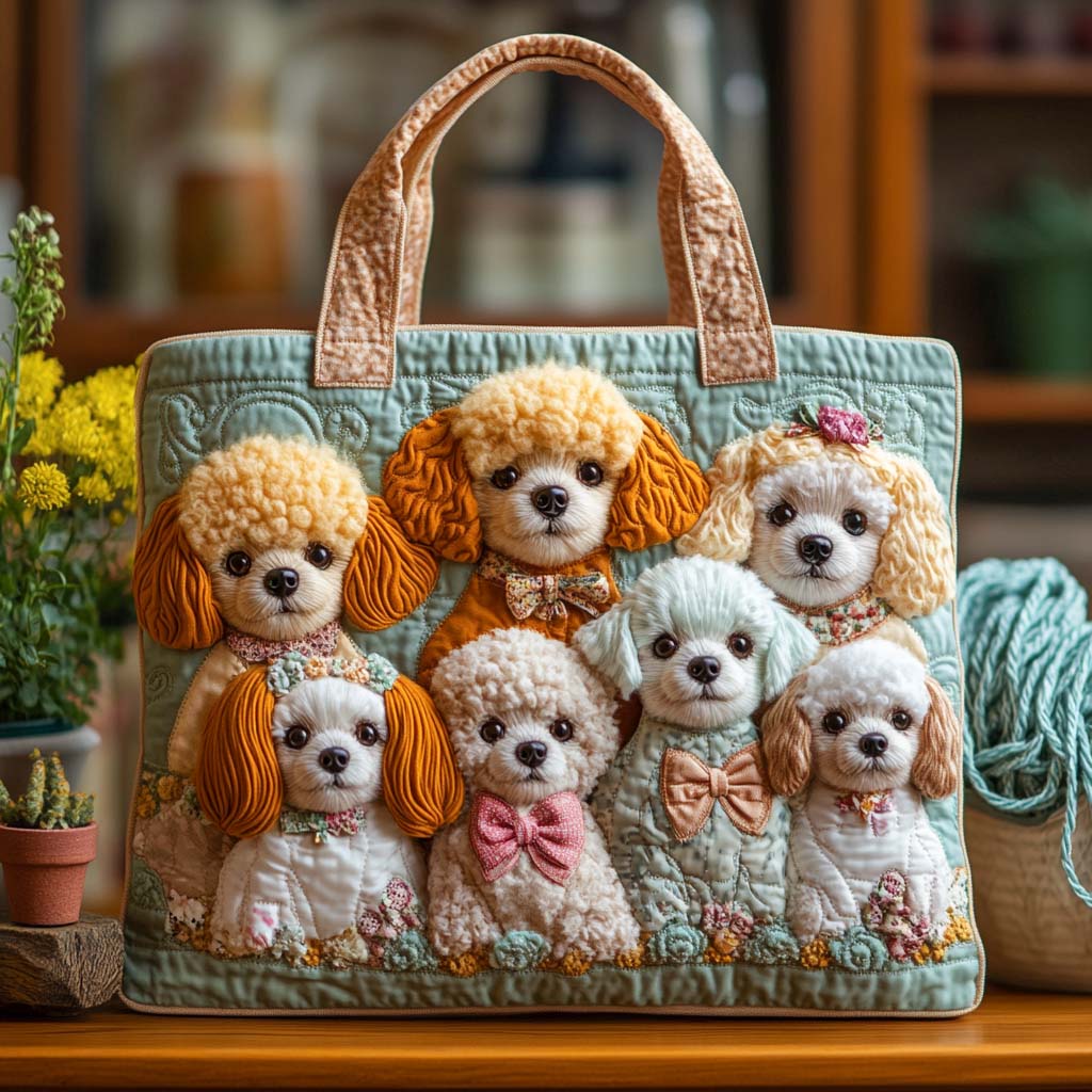 Poodle Family Harmony Quilted Tote Bag NCU0NXD682