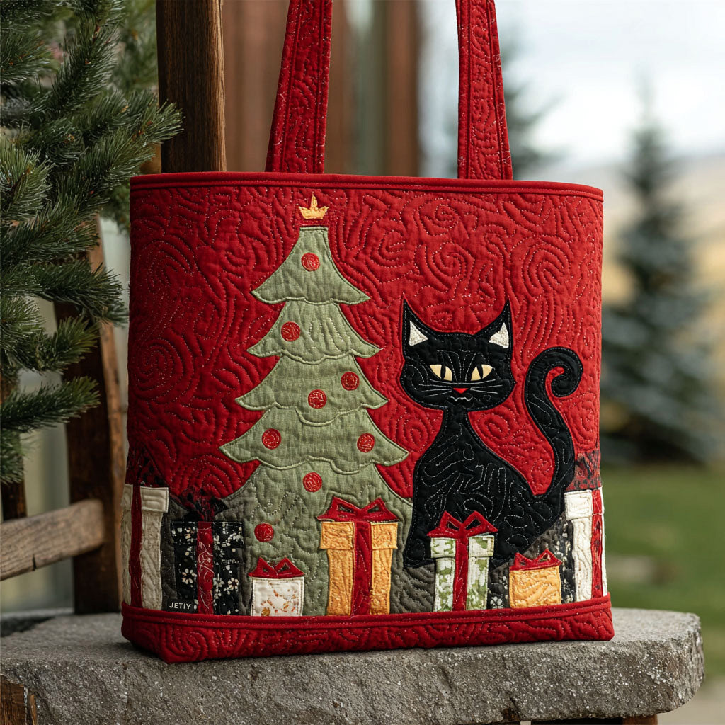 Black Cat Charm Quilted Tote Bag NCU0PTT1839