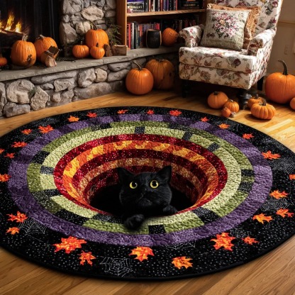 Black Cat Quilted Round Mat 