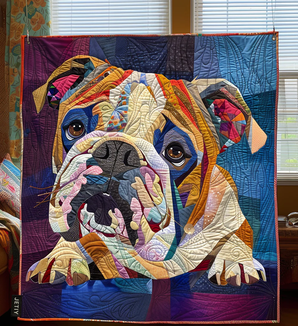 Cozy Bulldog Quilted Blanket 