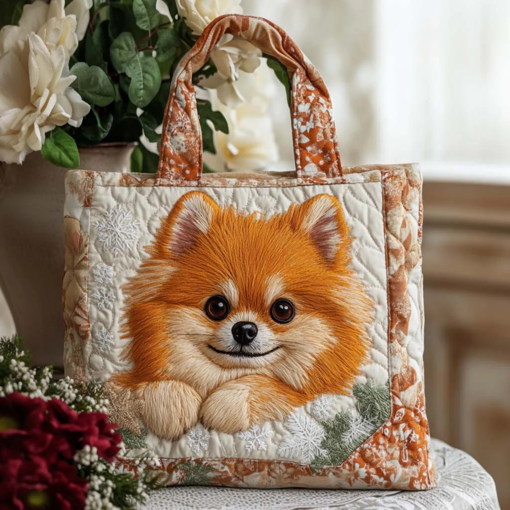 Pomeranian Quilted Tote Bag 