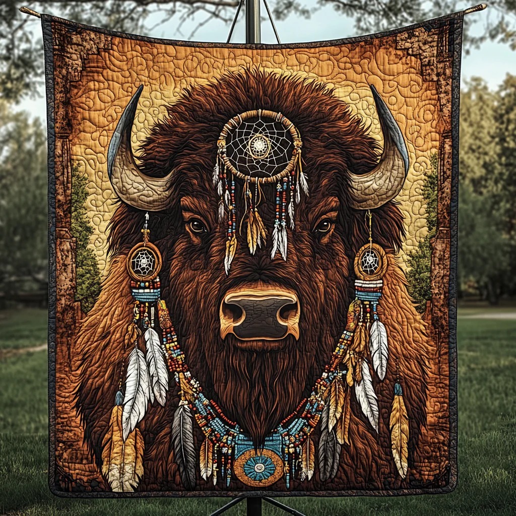 Native Bison Quilted Blanket