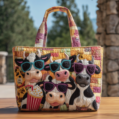 Moo Crew Quilted Tote Bag