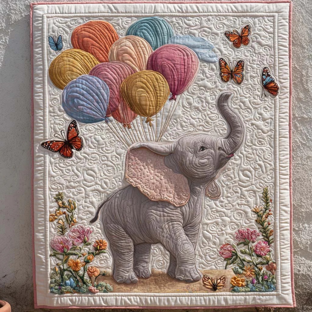 Elephant Quilted Blanket 