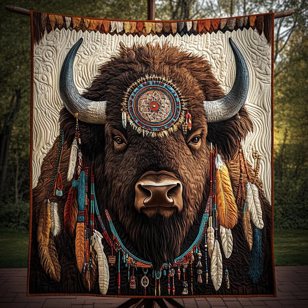 Native Bison Quilted Blanket