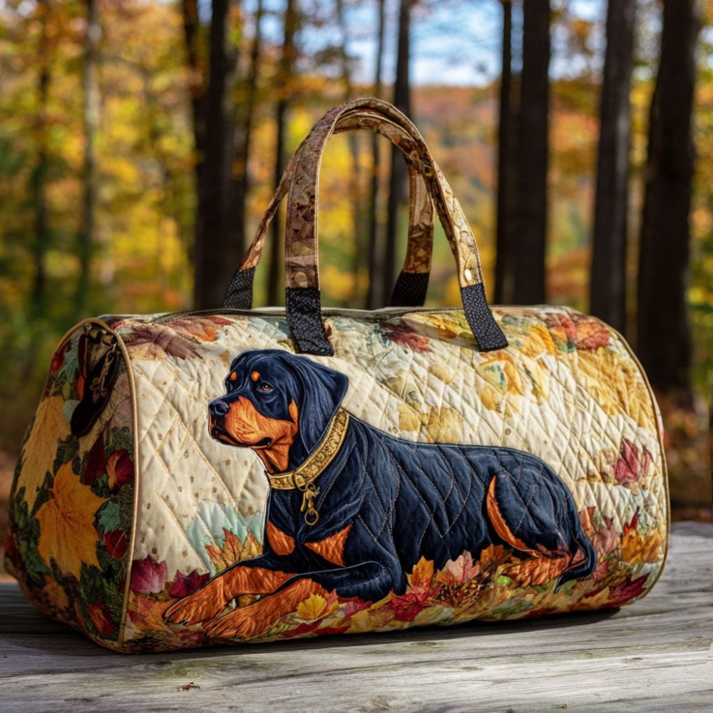 Amber Sky Rottweiler Quilted Duffle Bag