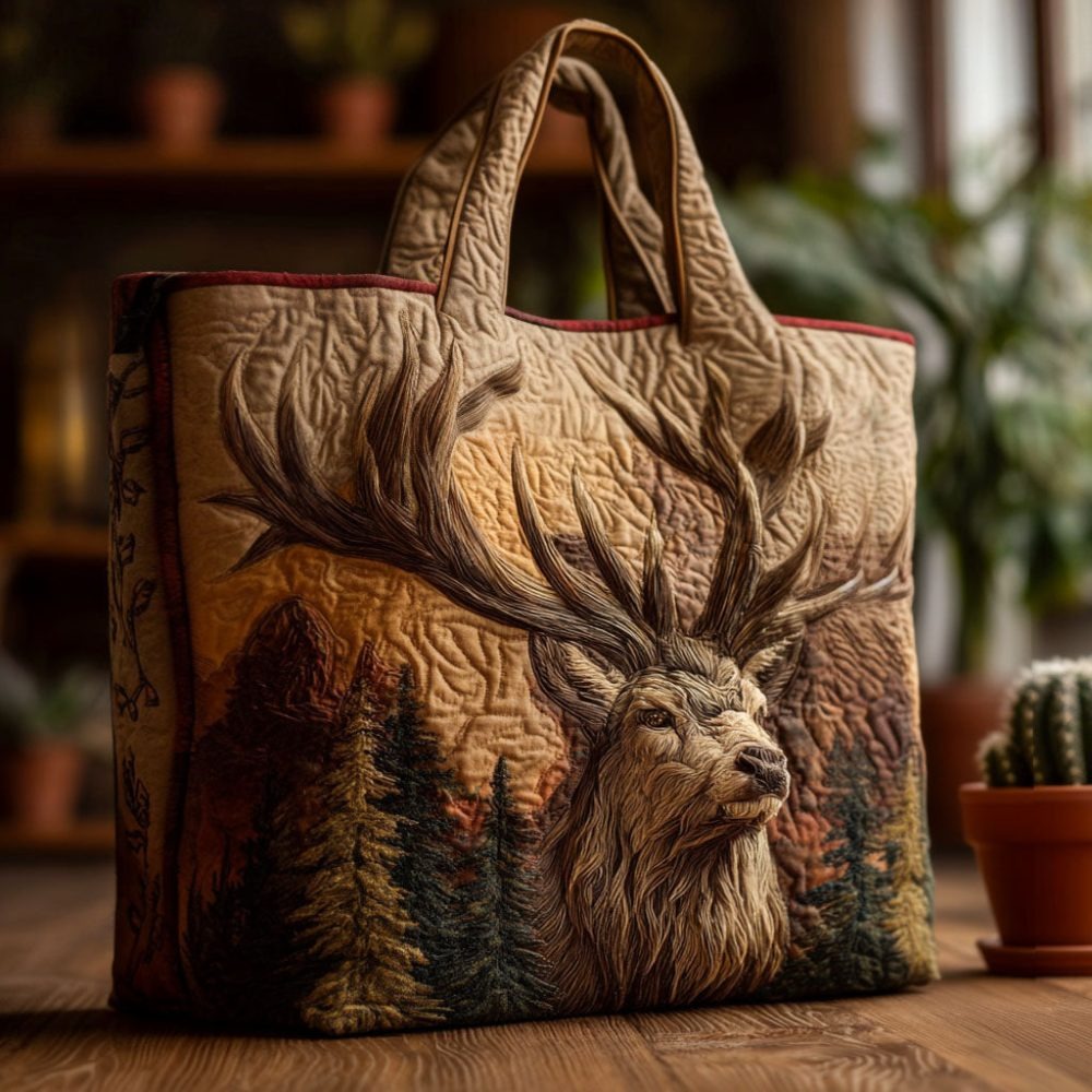 Antler Trail Quilted Tote Bag
