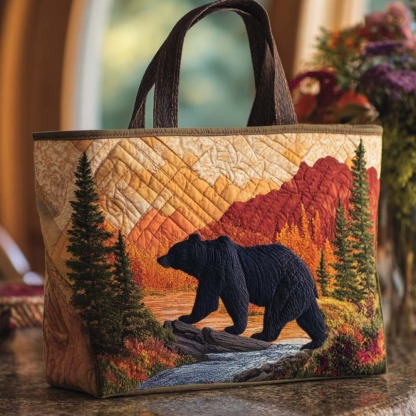 Autumn Bear Trail Quilted Tote Bag