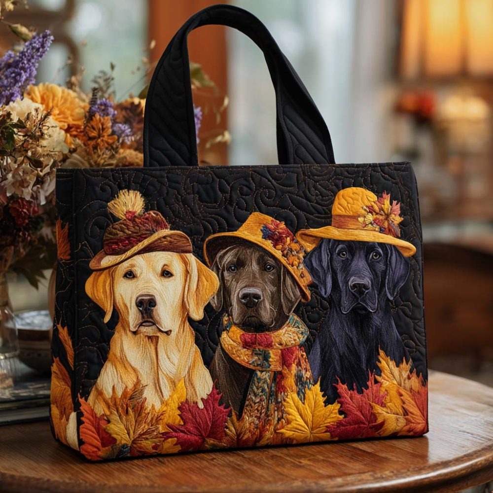 Autumn Hat Lab Quilted Tote Bag