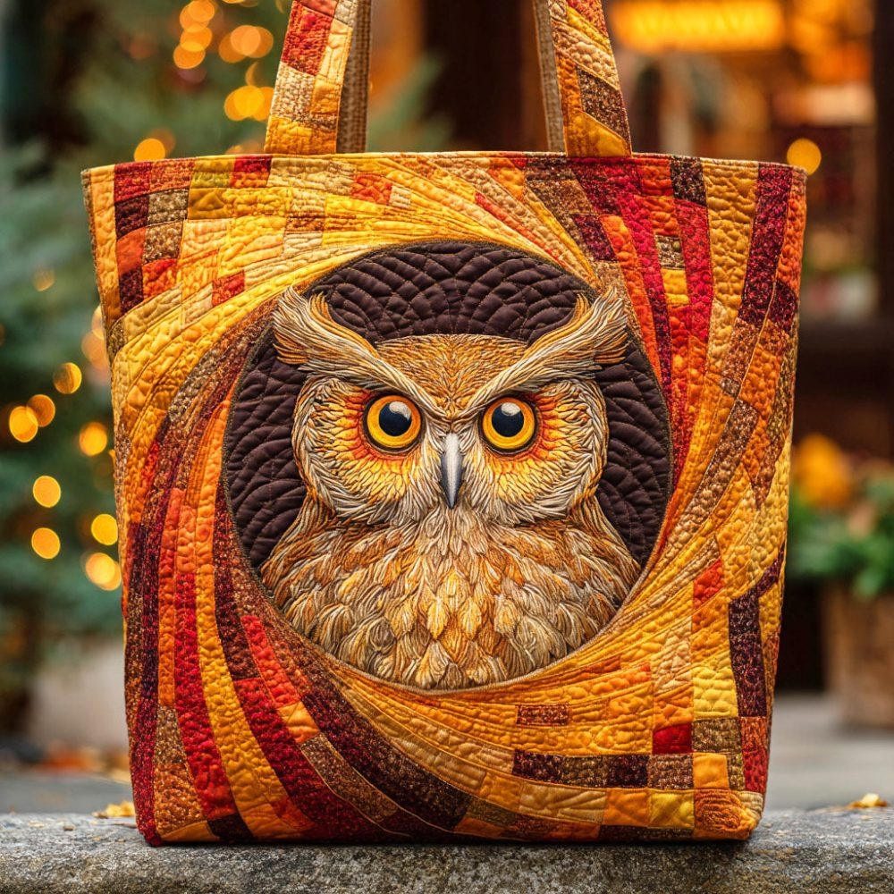 Autumn Owl Quilted Tote Bag