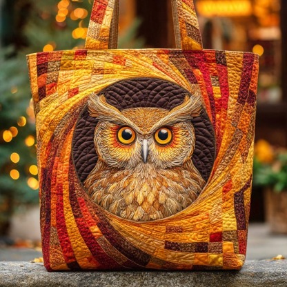 Autumn Owl Quilted Tote Bag