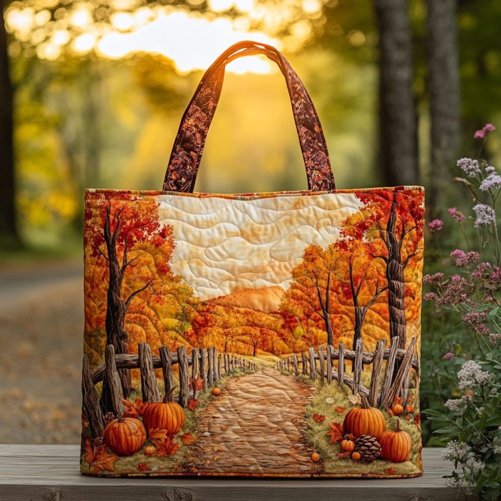 Autumn Path Quilted Tote Bag