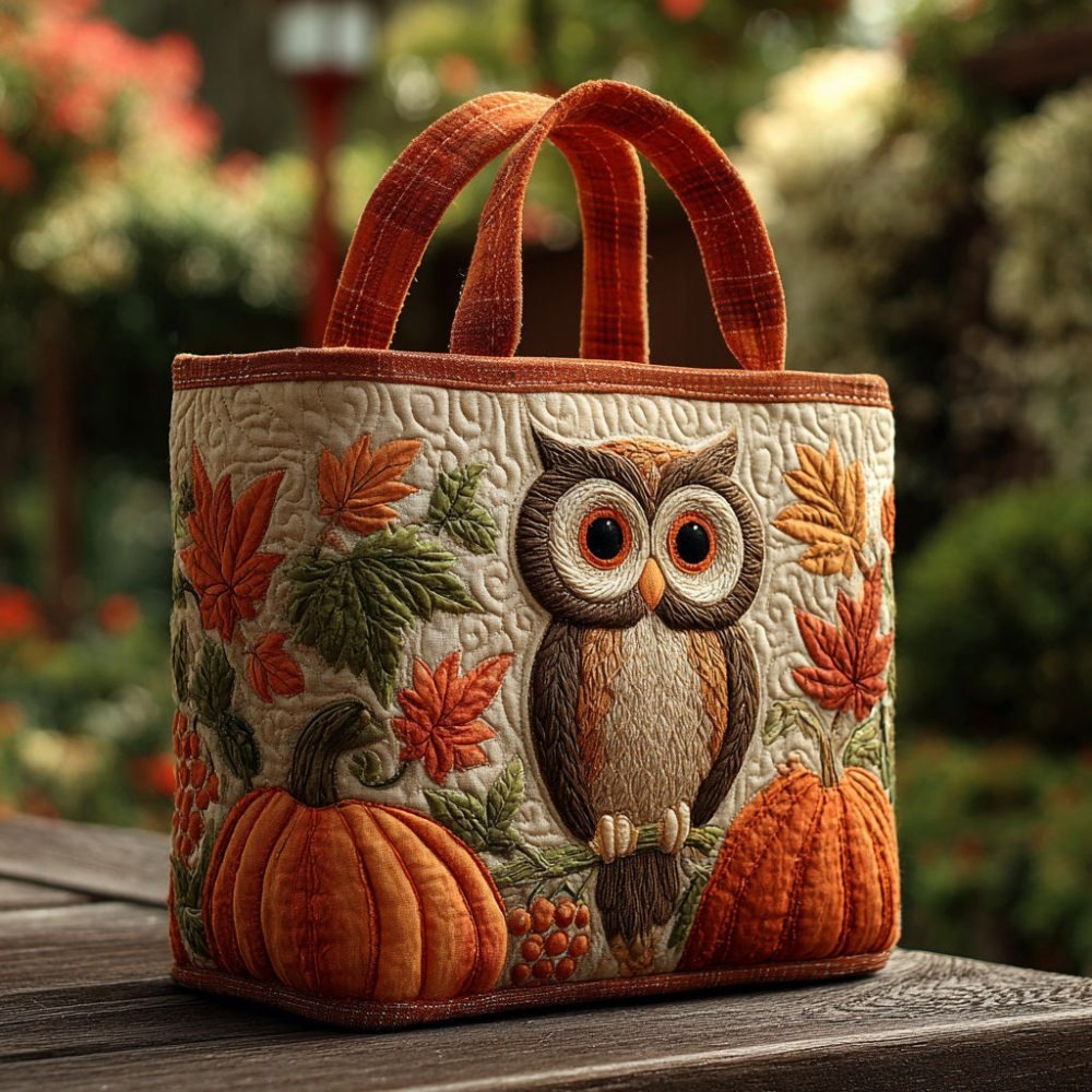 Autumn Perch Quilted Tote Bag