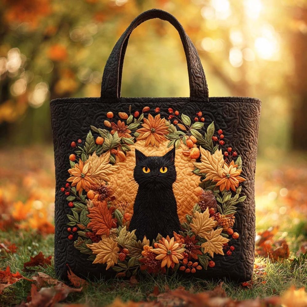 Autumn Whiskers Quilted Tote Bag