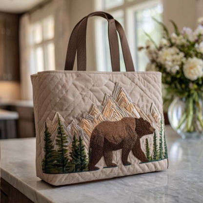 Bear Adventure Days Quilted Tote Bag