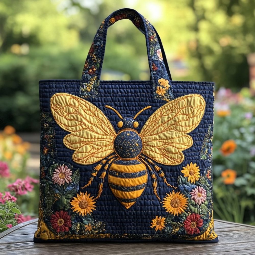 Bee Bloom Quilted Tote Bag