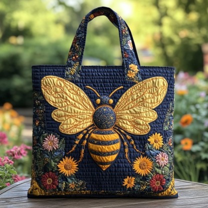 Bee Bloom Quilted Tote Bag