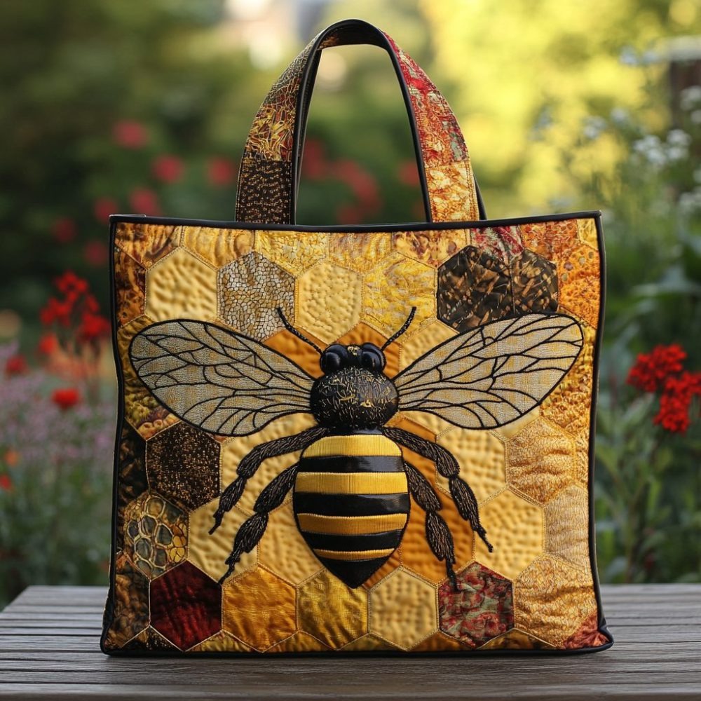 Bee Glow Quilted Tote Bag