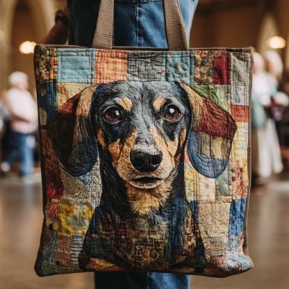Big Eyed Dachshund Quilted Tote Bag