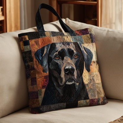 Black Lab Gaze Quilted Tote Bag