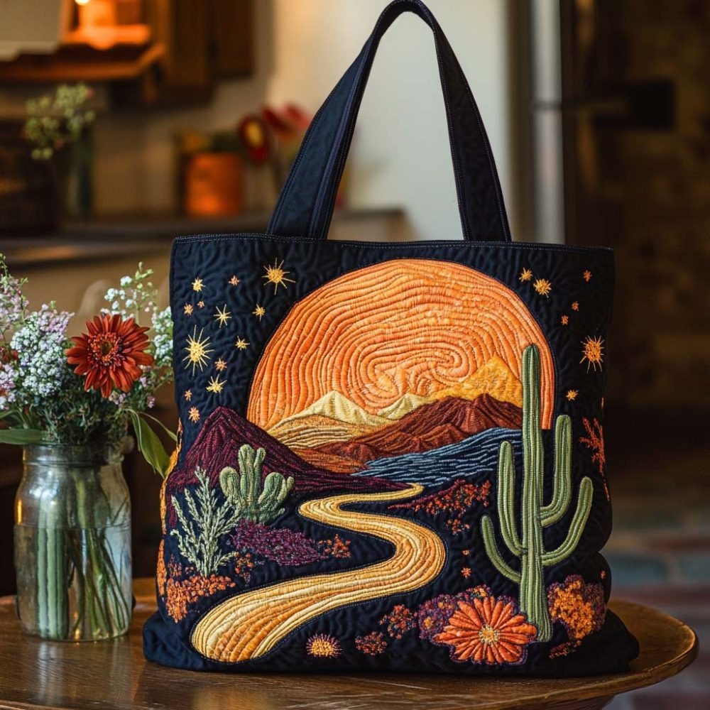 Blooming Cactus Joy Quilted Tote Bag