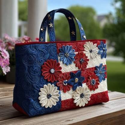 Blooming Freedom Quilted Tote Bag