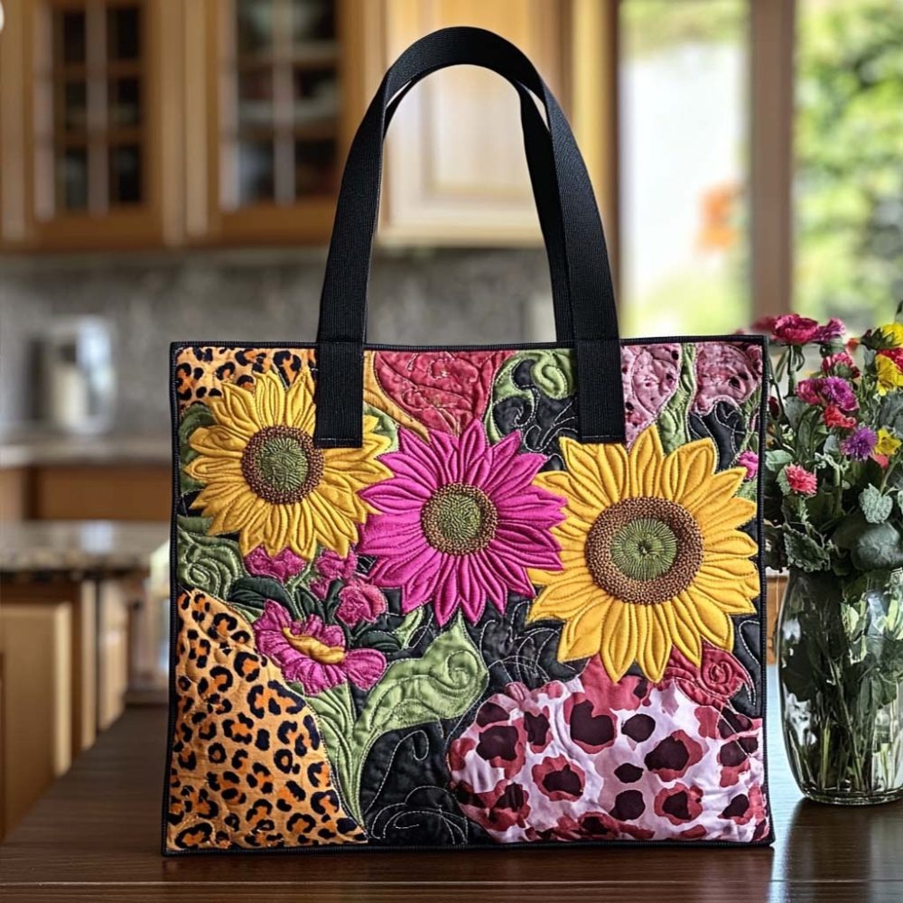 Blooming Sunflower Joy Quilted Tote Bag