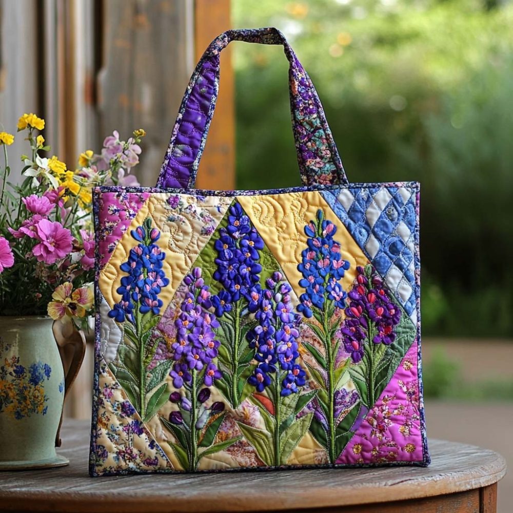 Bluebonnet Country Path Quilted Tote Bag