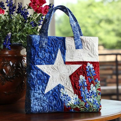 Bluebonnet Rustic Charm Quilted Tote Bag