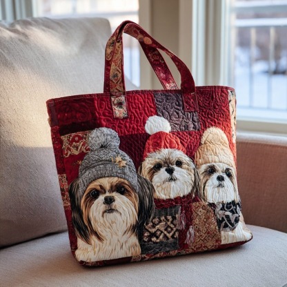 Bonnet Shih Tzu Quilted Tote Bag
