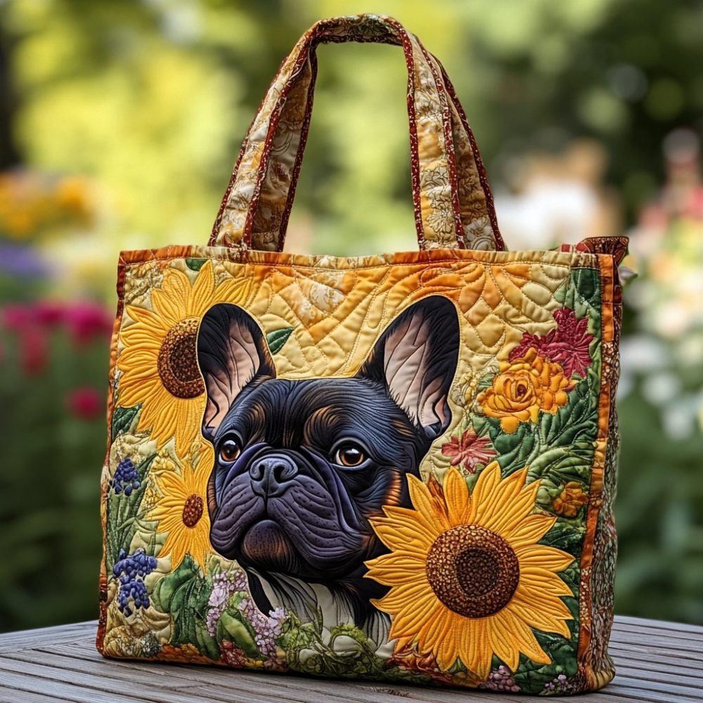 Bulldog Sunlight Quilted Tote Bag