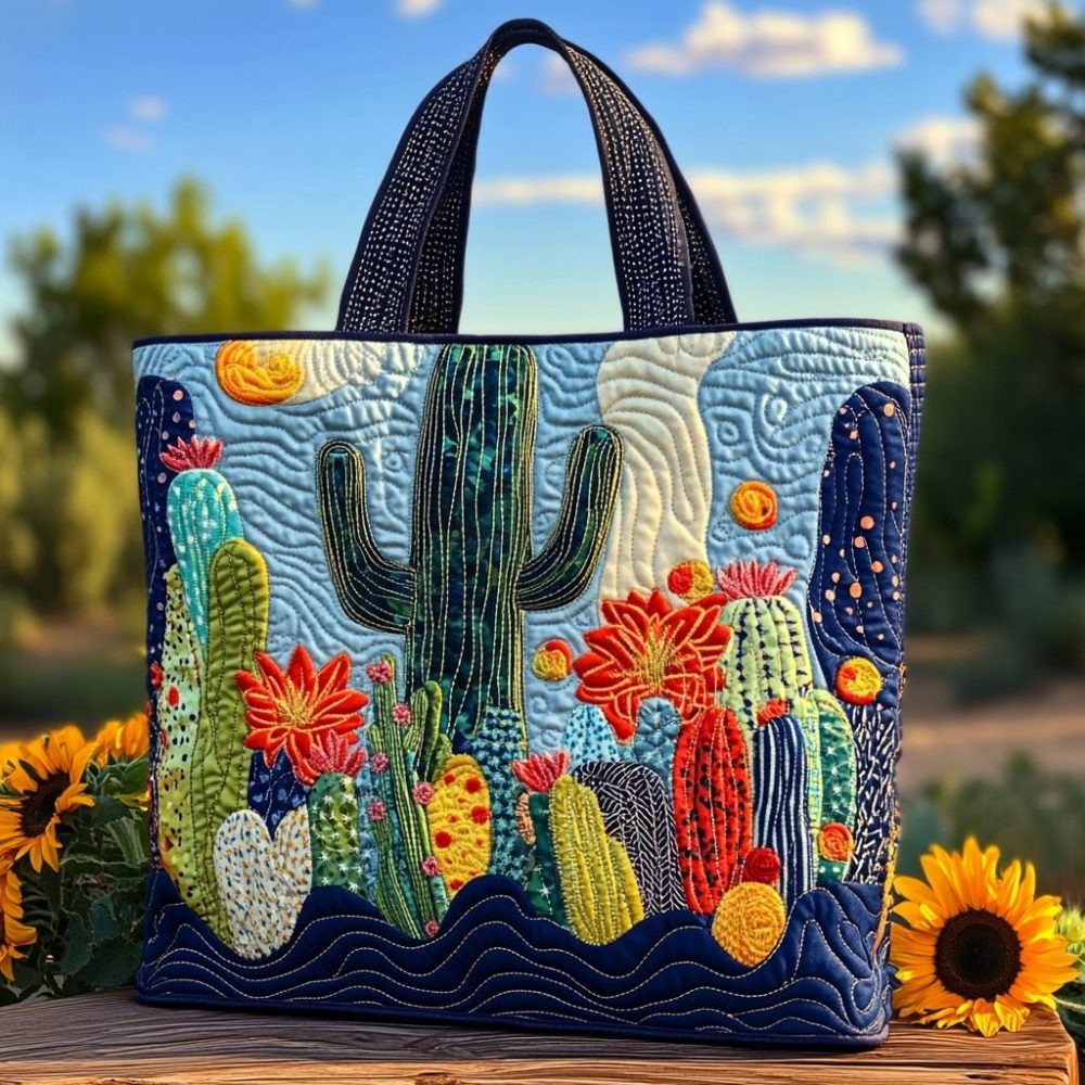 Cactus Bloom Quilted Tote Bag