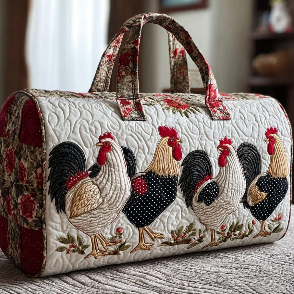Chicken Charm Quilted Duffle Bag