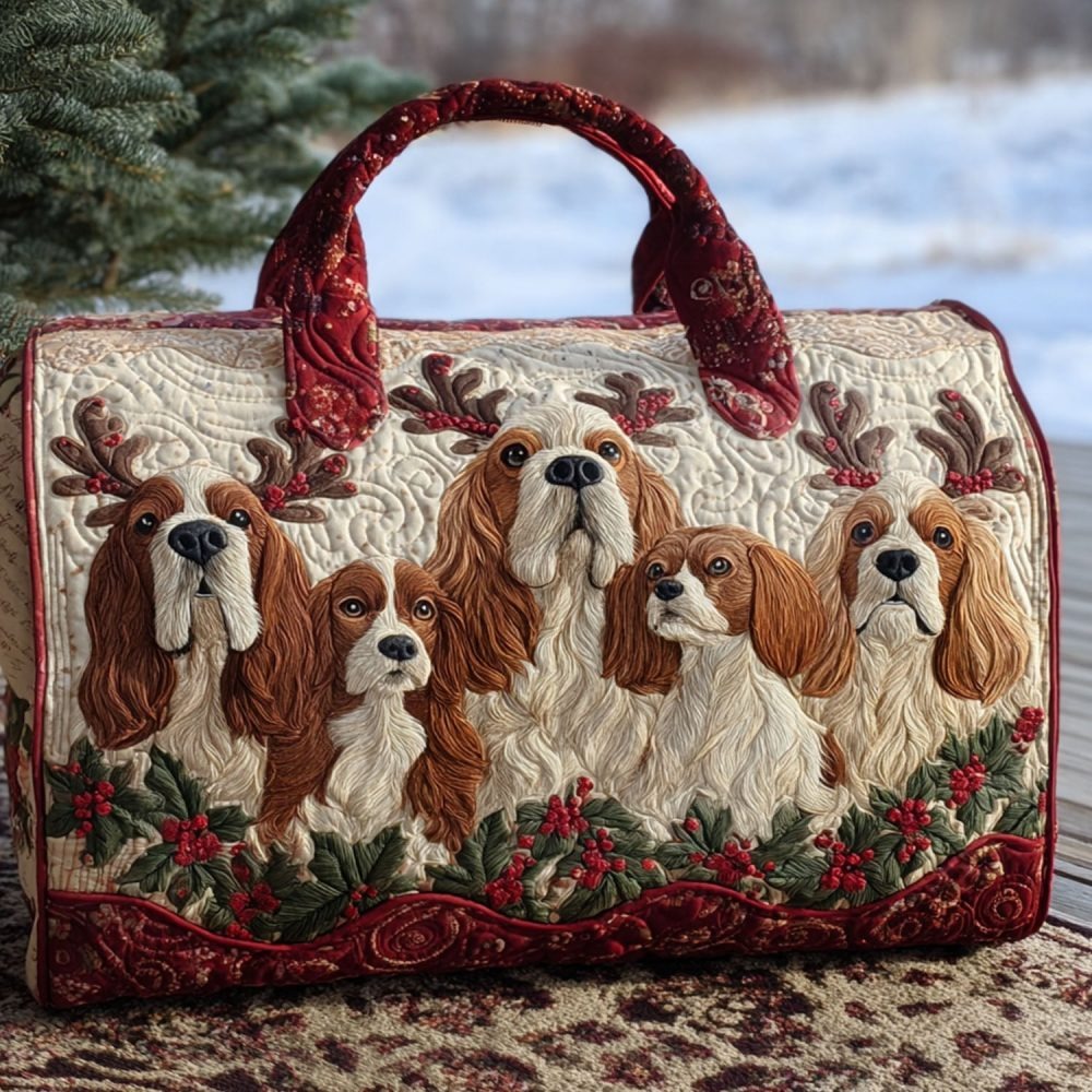 Christmas Spaniel Quilted Duffle Bag