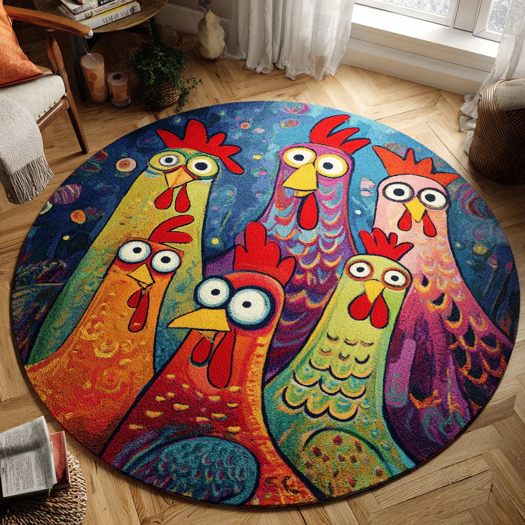 Cluckin Colors Round Carpet