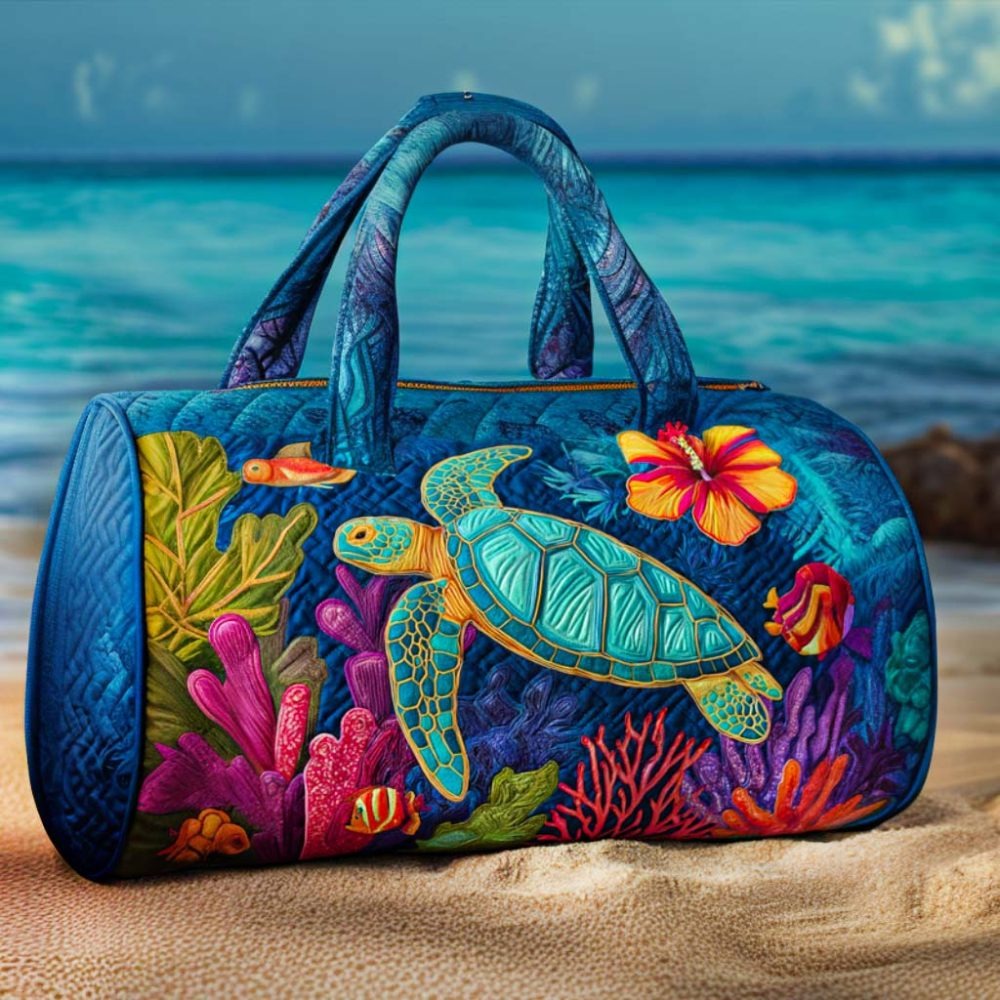 Coral Paradise Quilted Duffle Bag