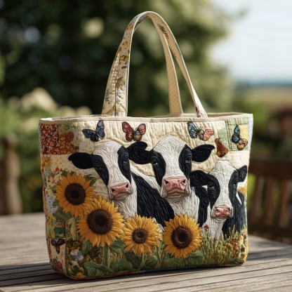 Country Cow Quilted Tote Bag