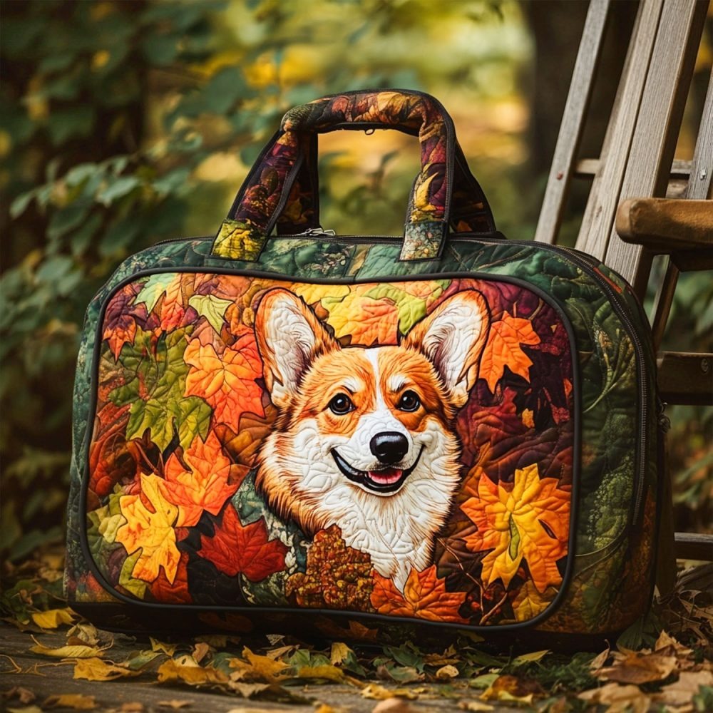 Cozy Fall Corgi Quilted Duffle Bag