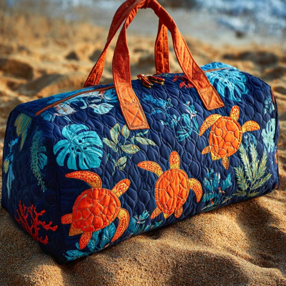 Deep Blue Quilted Duffle Bag