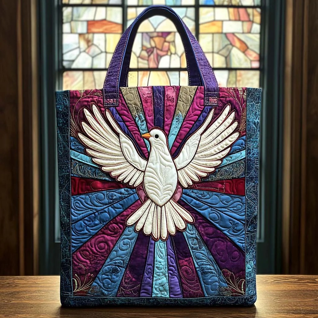 Dove of Peace Quilted Tote Bag