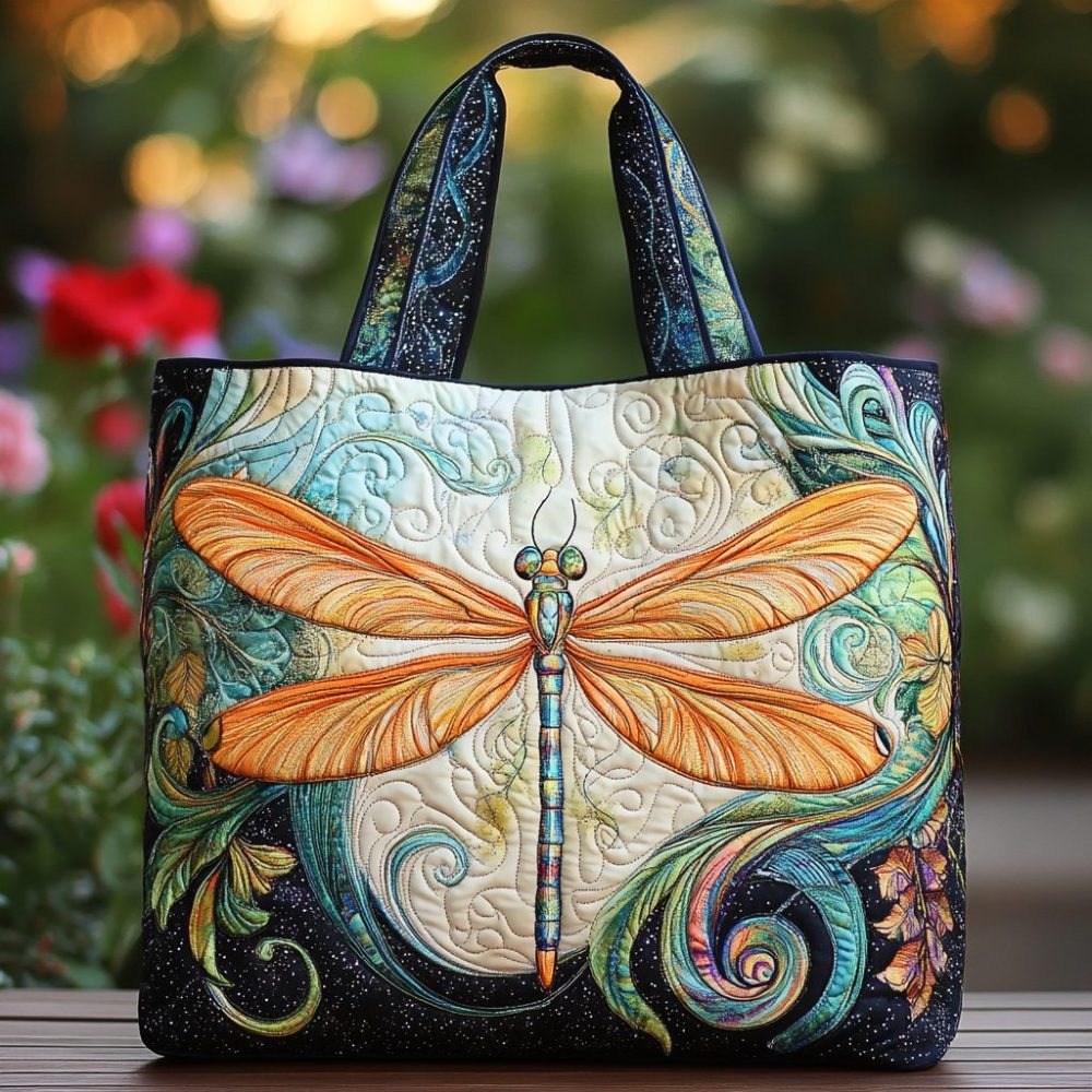 Dragonfly Breeze Quilted Tote Bag