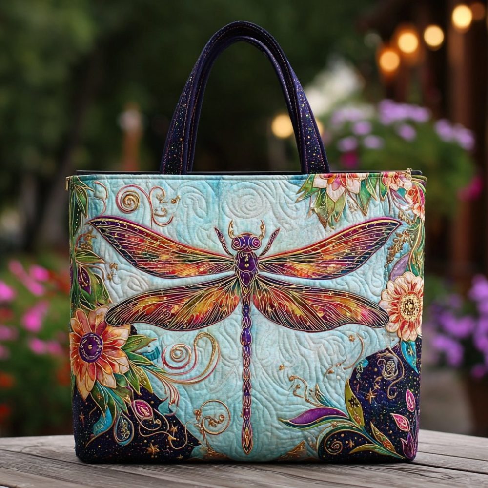 Dragonfly Wings Quilted Tote Bag
