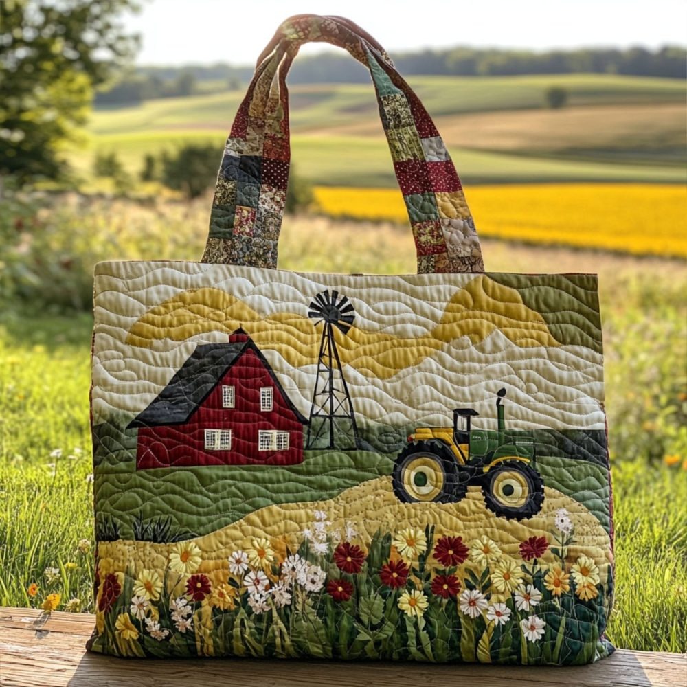 Farmstead Bliss Quilted Tote Bag