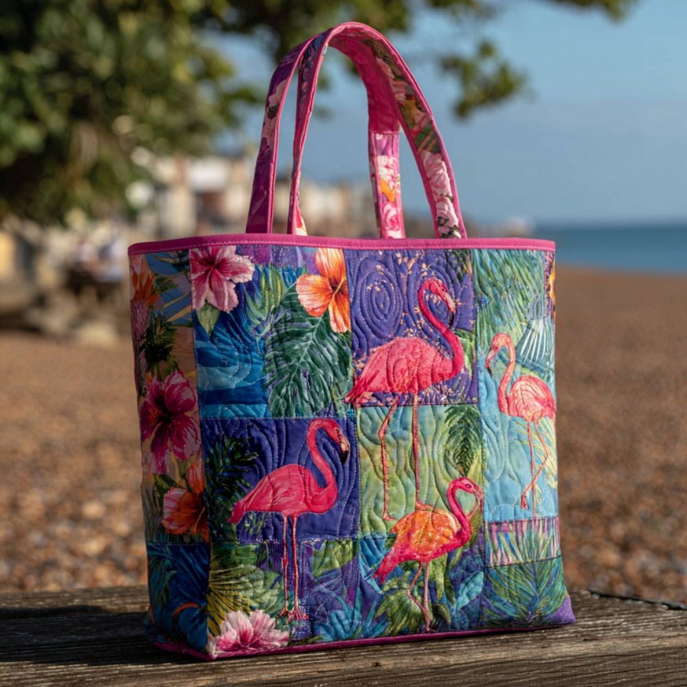 Flamingaura Quilted Tote Bag