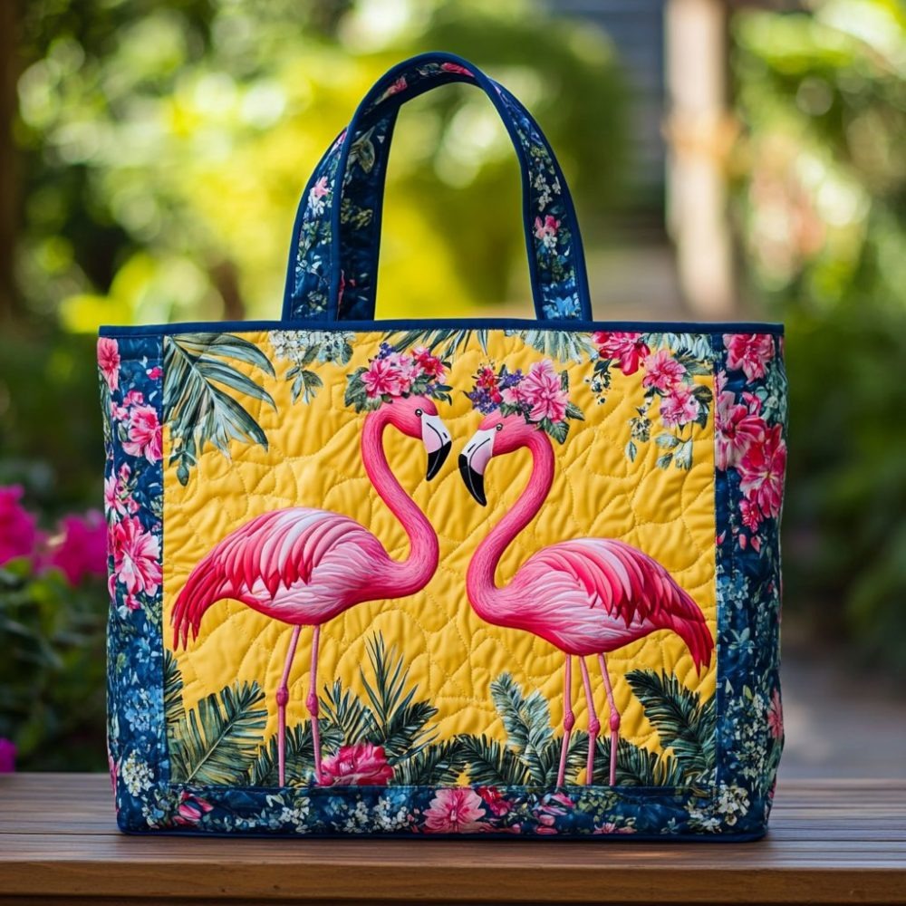 Flamingo Mood Quilted Tote Bag
