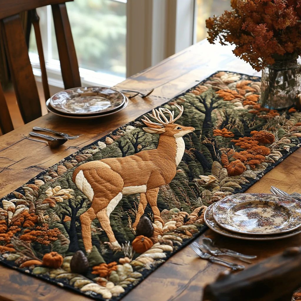 Gentle Stag Quilted Table Runner 
