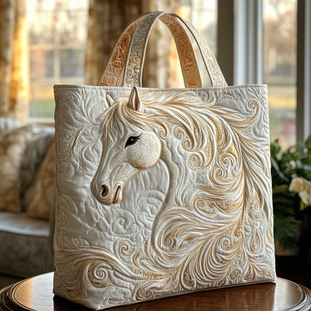 Golden Mane Quilted Tote Bag